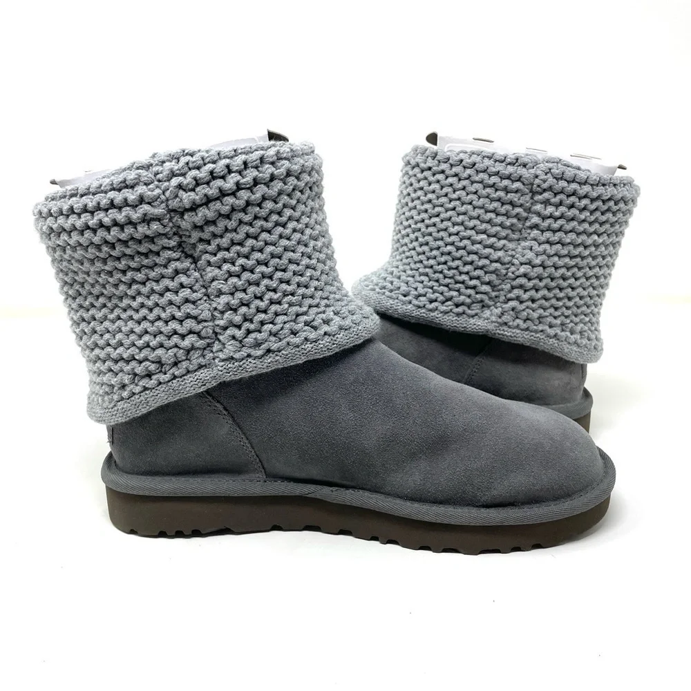 Ugg Shaina Knit Cuff Suede Body Boot Size 7 NWB